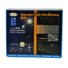 Catena di luci led giardino set 24 h160mm 24mt luce fissa cavo 4mt