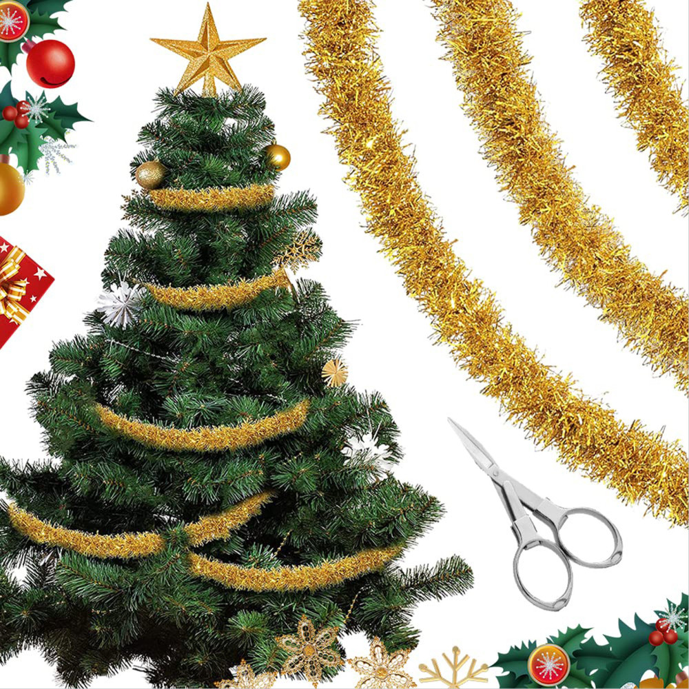 Decorazione natalizia dorata albero Natale filo decorativo oro 2,70mt