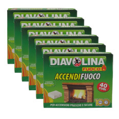 Diavolina accendifuoco 240 cubi 6 confezioni accendi fuoco stufe camini barbecue