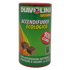 Diavolina accendifuoco ecologica naturale 100 cubi stufe camini barbecue