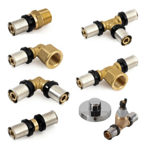 Raccordi Multinupi pressare pressfitting ottone multistrato 16-18-20-26-30-32