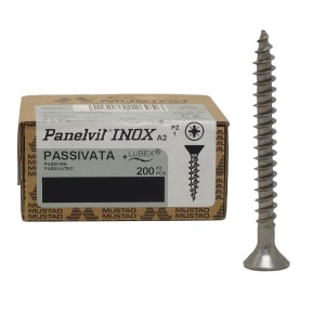 Viti acciaio inox A2 testa svasata piana Panel-vit Mustad legno lamiere esterni