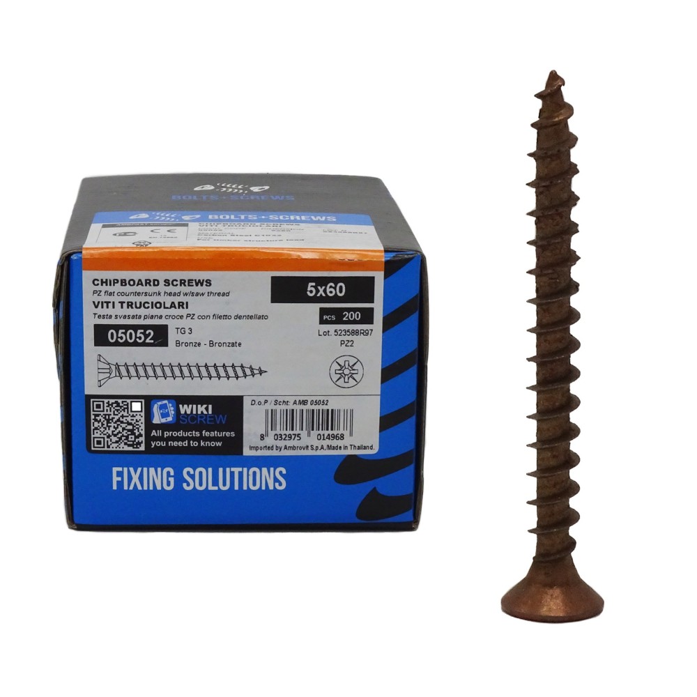 Viti per legno autofilettanti bronzate truciolari testa svasata cava Ambrovit