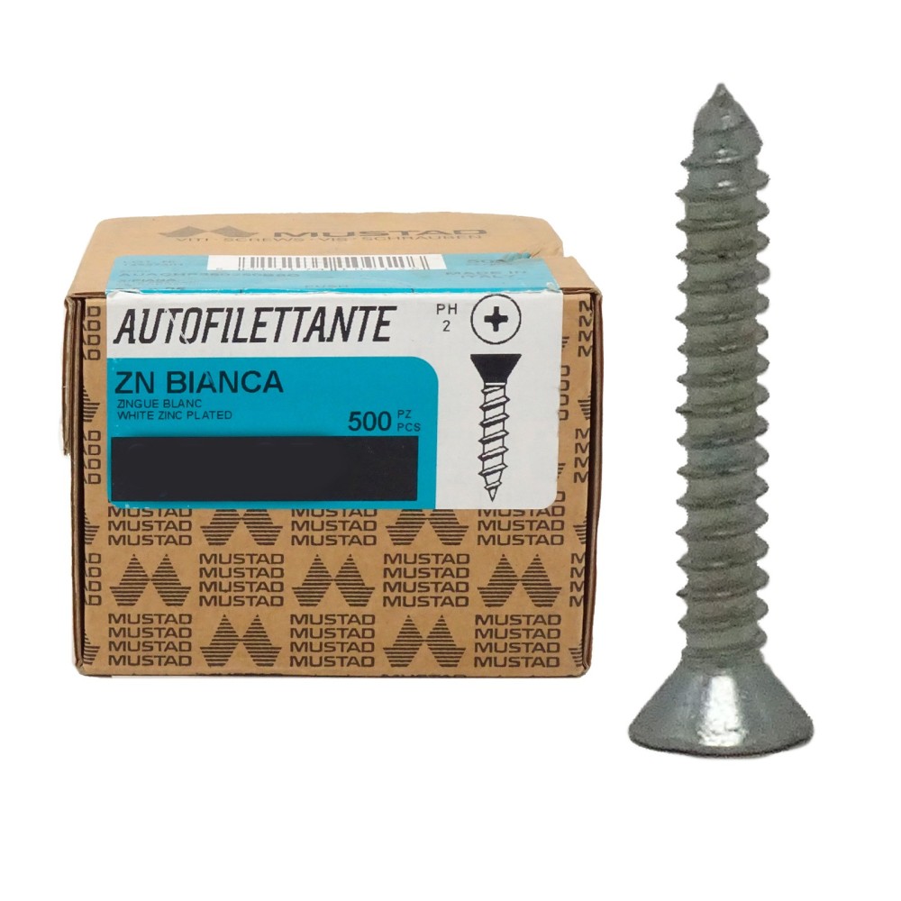 Viti per ferro autofilettanti testa svasata piana Mustad drillex acciaio zincato