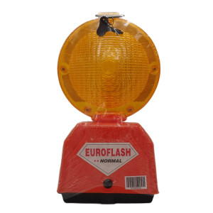 Lampeggiatore cantiere intermittente bifacciale giallo batteria secco 6V notte